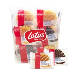 Lotus koekjesmix - Krokante wafels vanille & chocolade - 30 stuks in herbruikbare box Clearance