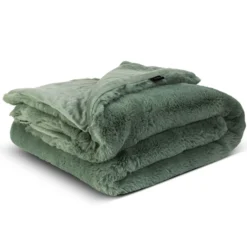 Lunetta Rabbit Fur Plaid Florence - green - 130x170cm Best