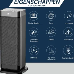 Luvego Elektrische Kachel Zwart Hot