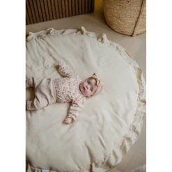 MamaLoes Soft Cotton Ruffle Ecru 90 cm Rond Boxkleed Outlet