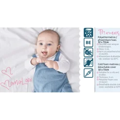 MamaLoes Thomas 32x72x4 cm Ovaal Kinderwagen- en Wiegmatras Outlet