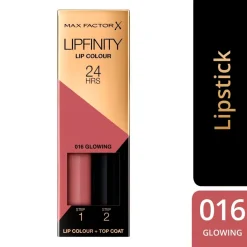 Max Factor Lipfinity Lip Colour 016 Glowing 2-Step Longlasting Lipstick New