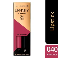 Max Factor Lipfinity Lip Colour 040 Vivacious 2-Step Longlasting Lipstick Best