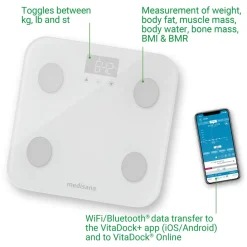 Medisana BS 600 Lichaamsanalyse weegschaal met WiFi en Bluetooth Discount