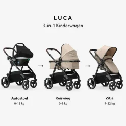 Mooiys Luca Kinderwagen 3 in 1 Inclusief Autostoel Hot