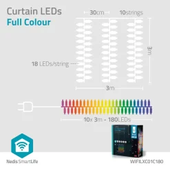 Nedis WIFILXC01C180 Smart Wifi LED gordijn Sale