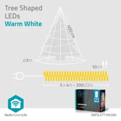 Nedis WIFILXT11W200 Smart Wi-Fi-lichtsnoer Outlet