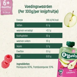 Organix Bio Peer & Framboos 6+M Knijpfruit Sale