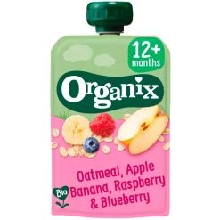Organix 12+M Haver, Appel, Banaan, Aardbei & Bosbes Knijpfruit