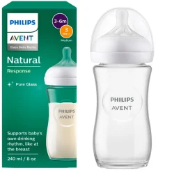 Philips Avent Natural Response Fles Glas 240ml – Flow 3 – BPS vrij- 1 fles Hot