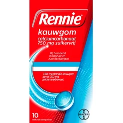 Rennie Calciumcarbonaat 750mg Suikervrije Kauwgom Hot