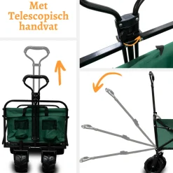Rijoka Bolderkar Opvouwbaar Telescopische Stang en Crosswielen Hot