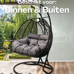 Rijoka Hangstoel Dubbel Eggy Twisted Schommelstoel Rattan 2persoons Best