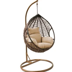 Rijoka Hangstoel Eggy Twisted Schommelstoel Rattan Lounge Tuinstoel New