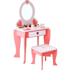Rijoka Houten Kaptafel Make up Dresser met Krukje en Spiegel Outlet