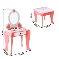 Rijoka Houten Kaptafel Make up Dresser met Krukje en Spiegel Outlet