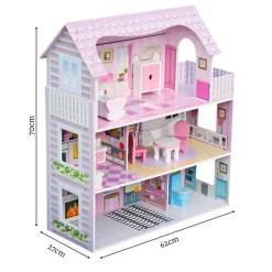 Rijoka Houten Poppenhuis Classic Meubelset 8pcs 3 Verdiepingen Discount