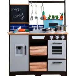 Rijoka Houten Speelkeuken Kinderkeuken met Krijtbord en Kookgereedschap Sale