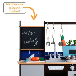 Rijoka Houten Speelkeuken Kinderkeuken met Krijtbord en Kookgereedschap Sale