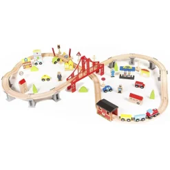 Rijoka Houten Speeltrein Trainrails Trein Set 70pcs Outlet