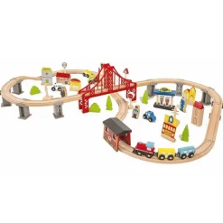 Rijoka Houten Speeltrein Trainrails Trein Set 70pcs Outlet