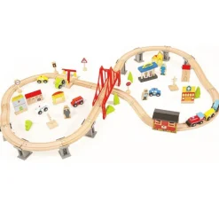 Rijoka Houten Speeltrein Trainrails Trein Set 70pcs Outlet