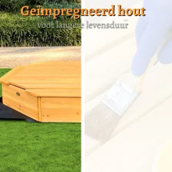 Rijoka Houten Zandbak met 4 Bankjes Inclusief Deksel en Grondzeil Speeltoestel Hot