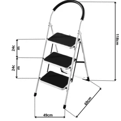Rijoka Huishoudtrap Inklapbaar 3 Treden Anti Slip Treden Sponge Handgrepen