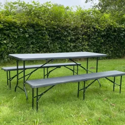 Rijoka Inklapbare Picknicktafel Set Houtlook Design Klaptafel Biertafel New