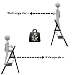 Rijoka Keukentrap Inklapbaar 2 Treden Huishoudtrap Anti slip treden Outlet