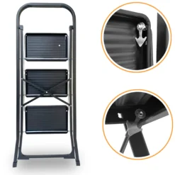 Rijoka Keukentrap Inklapbaar 3 Treden Huishoudtrap Anti Slip Treden New