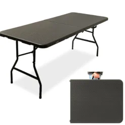 Rijoka Klaptafel Inklapbare Campingtafel Rattan Design 6 tot 8 Personen