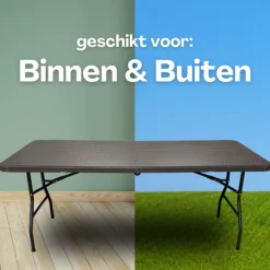 Rijoka Klaptafel Inklapbare Campingtafel Rattan Design 6 tot 8 Personen