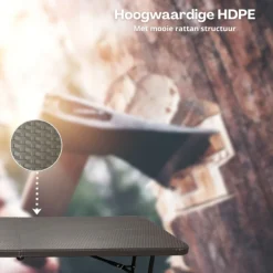 Rijoka Klaptafel Inklapbare Campingtafel Rattan Design 6 tot 8 Personen