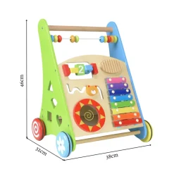 Rijoka Loopwagen Hout voor Baby Educatieve Looptrainer Anti Slip Wieltjes Babywalker Best