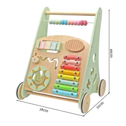 Rijoka Loopwagen Hout voor Baby Educatieve Looptrainer Anti Slip Wieltjes Babywalker