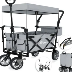 Rijoka Luxe Opvouwbare Bolderkar Bolderwagen met Dakje Draagtas Harde Bodem Hot