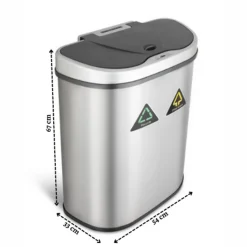 Rijoka Prullenbak met Sensor Dubbel 70 Liter RVS Soft Close Vingerafdrukvrij Clearance
