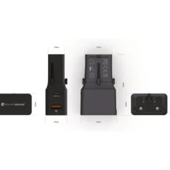 Rolling Square Pocket Travel Adapter Wereldstekker - Zwart