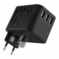 Rolling Square Travel Adapter Quick Charge Universele Wereldstekker Zwart Hot