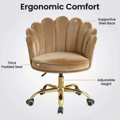 Russle Velvet Schelp Bureaustoel Outlet