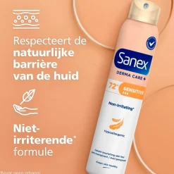 Sanex Derma Care+ Sensitive 72h Antitranspirant Deodorant Spray Hot