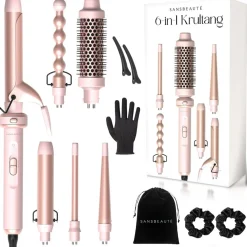 Sansbeauté ® 6 in 1 Krultang met Klem - 13mm tot 38mm - Thermal Brush New
