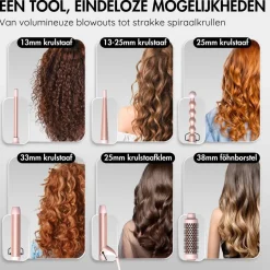 Sansbeauté ® 6 in 1 Krultang met Klem - 13mm tot 38mm - Thermal Brush New