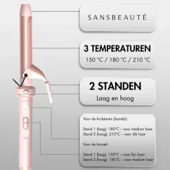 Sansbeauté ® 6 in 1 Krultang met Klem - 13mm tot 38mm - Thermal Brush New