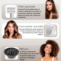 Sansbeauté Föhn Met Diffuser - Ionische Haardroger - Reisföhn - Haarföhn - Krullen - Hair Dryer - 2000W New