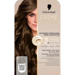 Schwarzkopf creme supreme 6-0 Natuurlijk Lichtbruin Verzorgende Crèmekleuring New