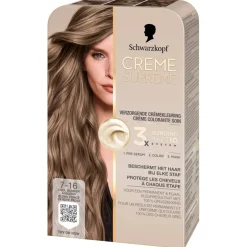 Schwarzkopf creme supreme 7-16 Cool Donker Asblond Verzorgende Crèmekleuring Clearance