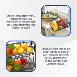 SensaHome 2 Laags Fruitmand Rechthoek Fruitschaal Discount