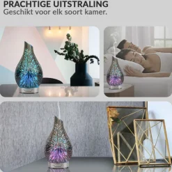 SensaHome Glazen 3D Aroma Diffuser Nachtlamp Luchtbevochtiger met LED Verlichting New